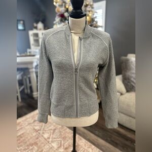 LULULEMON On Repeat Bomber Zip Up Heathered Core Light Grey Women's 4 Jacket